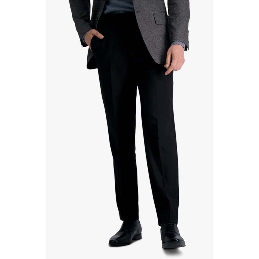 Haggar Men's Premium Comfort Straight Fit Black Dress Pants 36x30